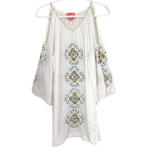 Pia Pauro Embroidered Bell Sleeves Cold Shoulder Top